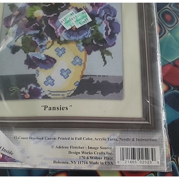 Design Works Crafts, 10" x 10" Needlepoint Kit, Pansies - Picture 4 of 5